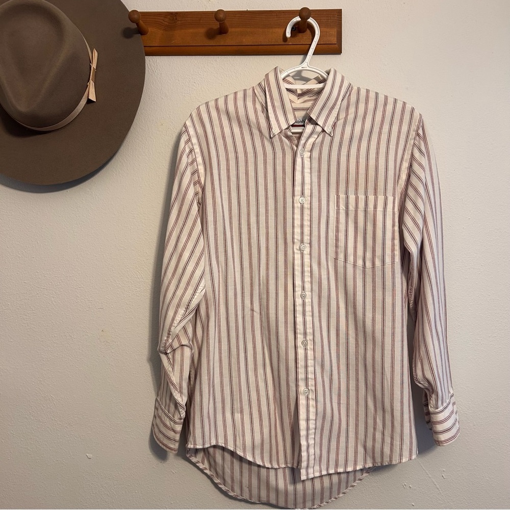 Vintage Men's Striped Button Down Shirt 100% Cotton